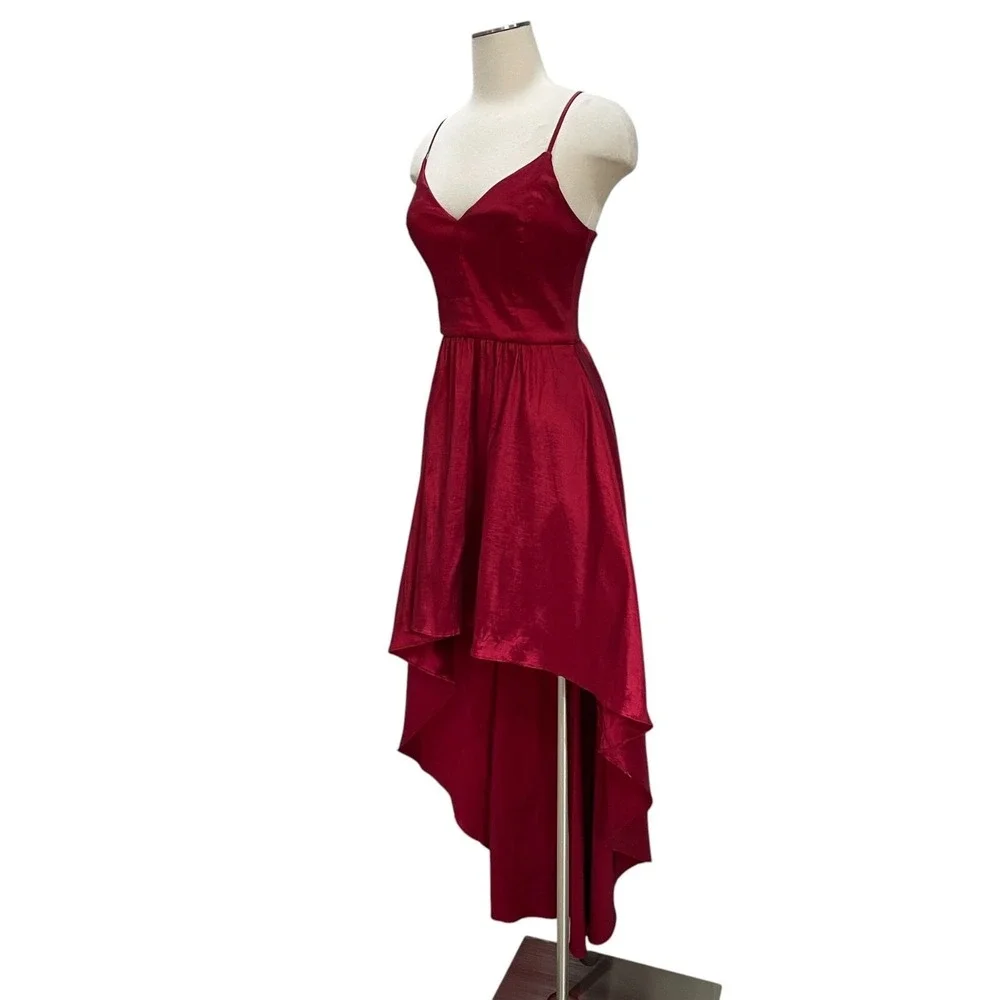 BDarlin Red High Low Formal Dress 11/12 Spaghetti Strap Prom Gown Y2K Trendy‎